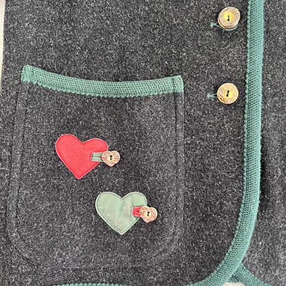 Vintage Austrian Trachten Jacket Omen's 34 Loden Wool Alpaca Boiled Wool Blazer - Picture 4 of 11